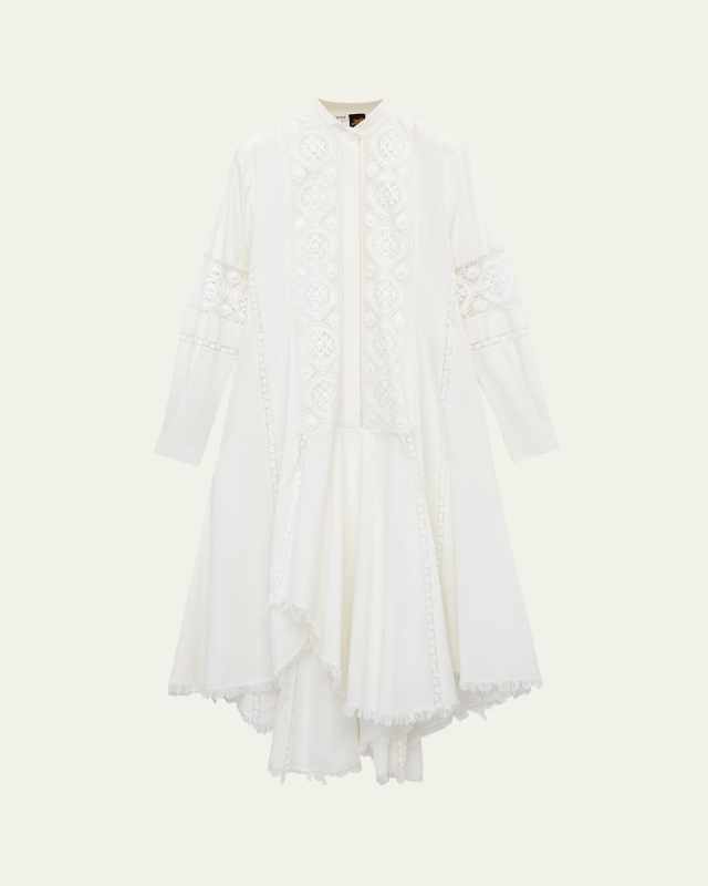 Floral Lace Fit-and-Flare Handkerchief Shirt Dress